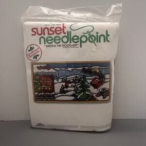 Sunset "Santa in The Moonlight" Donna Enstaff Needlepoint Kit #6086 VTG 1979 NOS